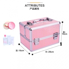 portable pink metal aluminum makeup vanity box cosmetic travel hard case wholesale