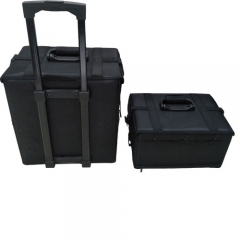 Rolling Makeup Case Trolley 2 in 1 Travel Cosmetic Train Cases on Wheels - Nylon Black Bags for Professional Make Up Artist