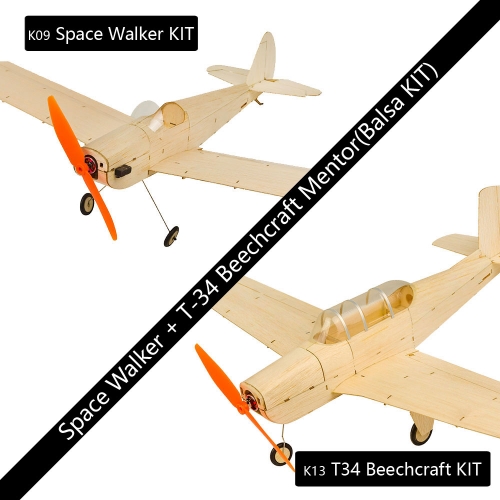 Free Shipping KS0913 Mini Combo for RC Balsawood Airplane K09 Spacewalker + K13 T34 AC