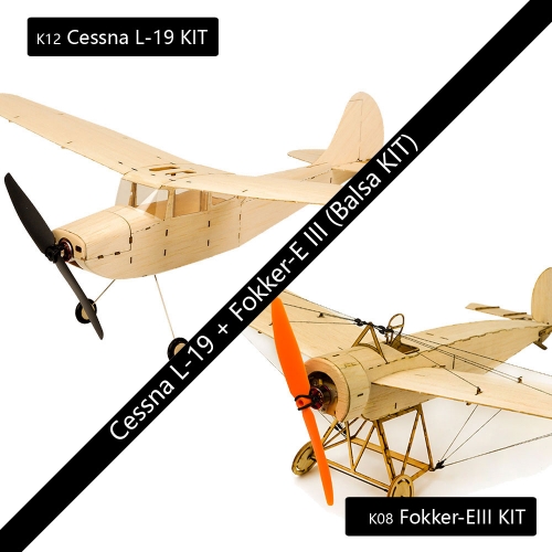 Free Shipping KS0812 Mini RC Balsawood Airplane Combo K08 Fokker-E + K12 Cessna L-19 Toy Hobby Aeroplane to Build Dancing Wings Hobby