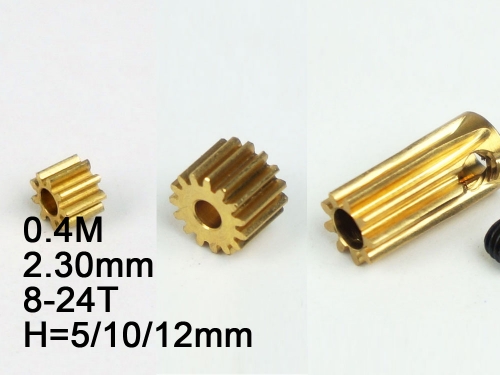 Free Shipping 5pcs/lot RC Model Metal Pinion Gear 5pcs/lot 0.4M 2.3mm (hole diameter) 8T/ 9T/10T/11T/12T/13T/14T/15T/18T/20T/24T Height:5mm/10mm/12MM