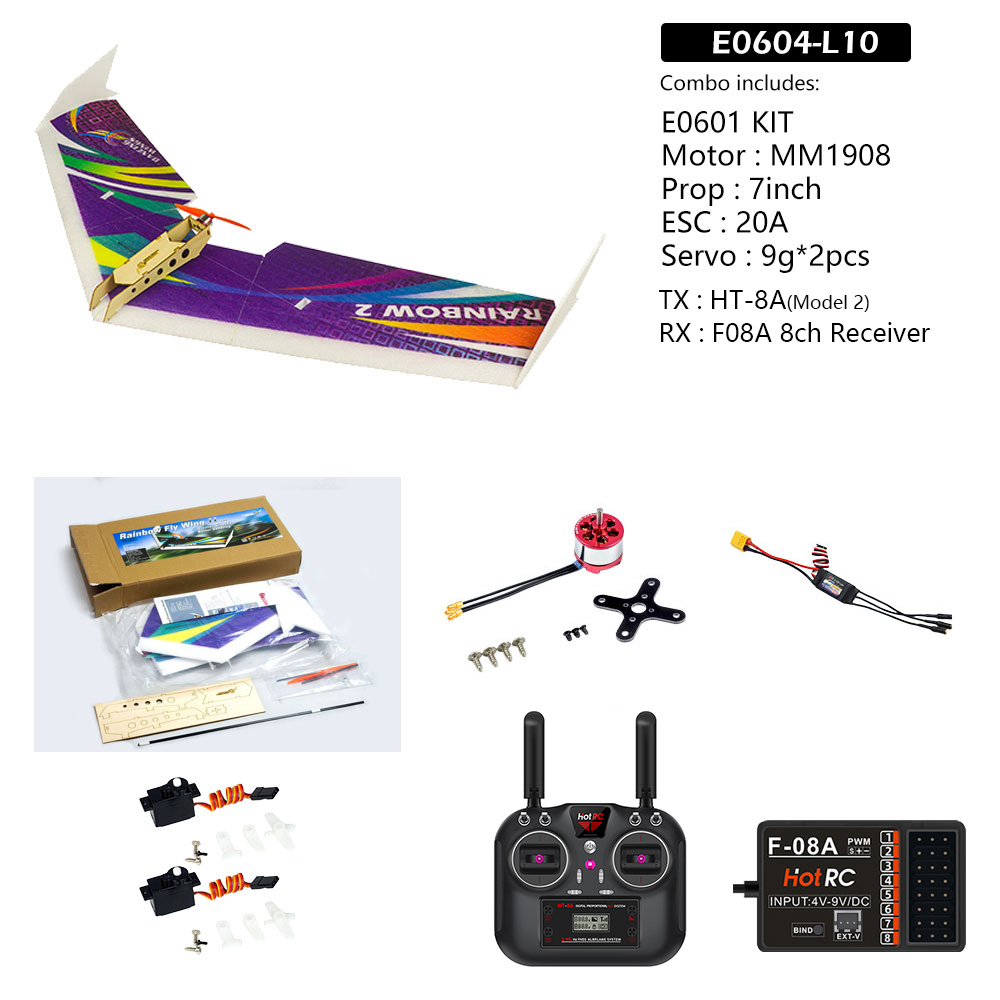 EPP Foam Airplane 1000mm Rainbow RC Flying Wing Model Aircraft 3CH ...