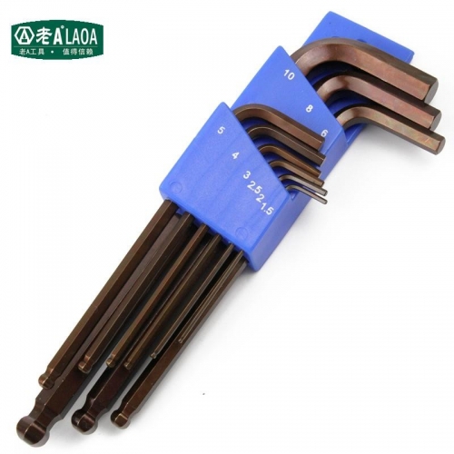 Industrial grade S2 material 9pcs prolong magnetic ball  hex wrench set