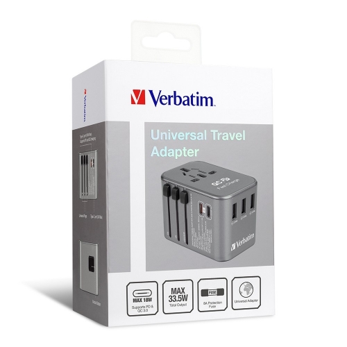 【7日包換&1年原廠保養&原裝香港行貨】Verbatim 5 Ports 33.5W QC3.0 & PD旅行充電器  轉換插頭66352-66353-66354