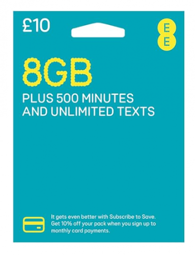 【英國 EE T-Mobile&Orange】4G 英國30日8GB 500分鐘 （可充值循環使用）官網£10套餐