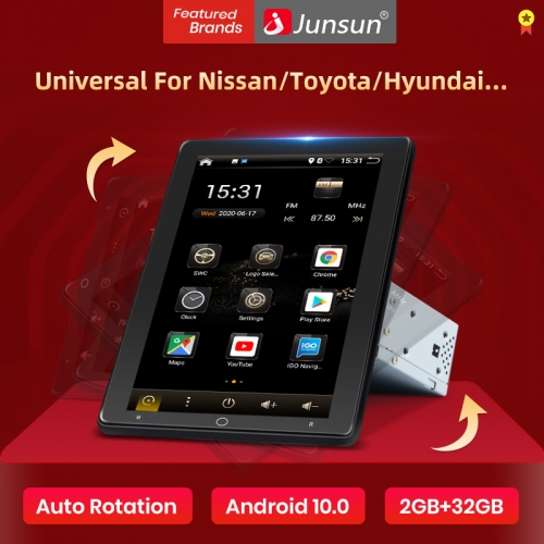 Junsun Rotation Tesla Screen Universal Car Radio Multimedia Player For Nissan Toyota Hyundai RDS Andorid 10 GPS 2din autoradio