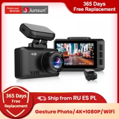 Junsun S595 4K Dash Cam Gesture Photo WiFi Car Camera 3840*2160P 30FPS Ultra HD DVR Video Recorder GPS Tracker Dashcam