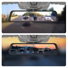 Junsun 12 Inches Super HD 4K 2160P Dash Cam Dual Lens Car DVR Camera Video Recorder Auto Registrar RearView Mirror Night Vision