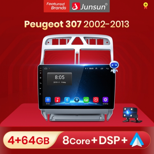 Junsun V1pro AI Voice For P eugeot 307 SW 2002 - 2013 car radio 2 din android Auto Multimedia GPS Track Carplay 2din DVD