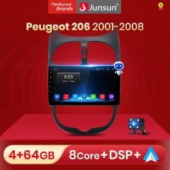 Junsun V1pro AI Voice For P eugeot 206 2001 - 2008 car radio 2 din android Auto Multimedia GPS Track Carplay 2din DVD