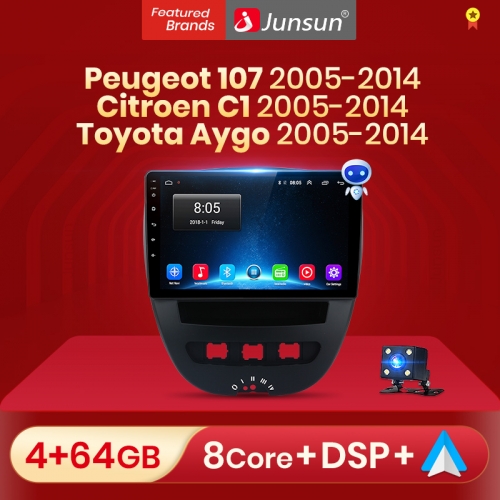 Junsun V1 pro Android 10 For Peugeot 107 Citroen C1 Toyota Aygo 2005 - 2014 Car Radio Multimedia Video Players CarPlay 2 din dvd