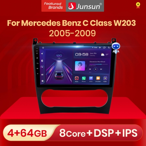 Junsun V1pro AI Voice 2 din Android Auto Radio for Mercedes Benz C Class W203 2005-2009 C200 C230 C240 C320 C350 CLK W209 GPS