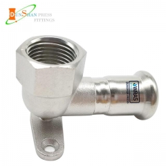 DS Stainless Steel M Press Elbow 90° with Wall Plate