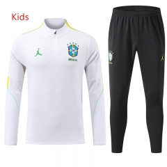 2026-2027 Brazil White Kids/Youth Soccer Tracksuit-GDP