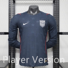 Player version 26-27 USA Away Black LS Thailand Soccer Jersey AAA-888