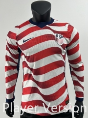 Player version 26-27 USA Home Red&White LS Thailand Soccer Jersey AAA-0871