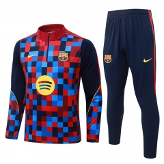 26-27 Barcelona Checkered Inkjet Thailand Soccer Tracksuit-815