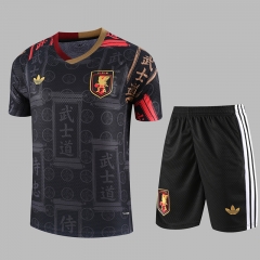 26-27 Japan Gray Black Thailand Short-sleeved Soccer Tracksuit-GDP