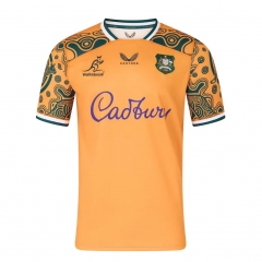 (S-7XL) 26-27 Australia Home Yellow Rugby Shirt
