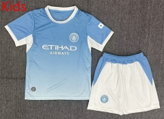 2026-27 Correct version Manchester City Home Light Blue Kid/Youth Soccer Uniform-2353