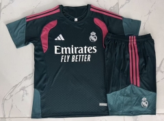 25-26 Real Madrid Dark Green Short-sleeved Thailand Soccer Tracksuit-815
