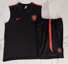 2026-2027 Netherlands Black Vest Thailand Soccer Tracksuit-815