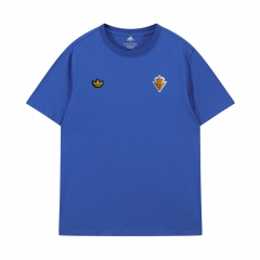 26-27 Spain Blue Vintage Embroidered Short-Sleeve T-Shirt - LH