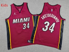 Miami Heat Dark Red #34 Kids NBA Jersey-1380