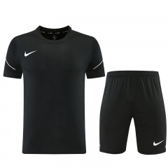 Nike Black Short-Sleeve Thailand Soccer Tracksuit-LH
