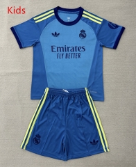 26-27 Real Madrid Goalkeeper Lake Blue Kids/Youth Soccer Uniform-AY