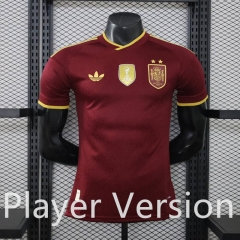 (S-3XL)Player Version With patch 26-27 Spain Second Away Maroon Thailand Soccer Jersey AAA-888