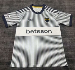 (S-4XL) Boca Juniors Away White/Blue Stripes Thailand Soccer Jersey AAA-6032