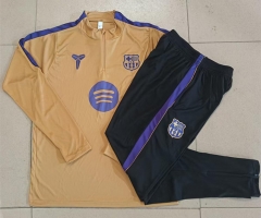 26-27 Barcelona Mud Yellow Thailand Soccer Tracksuit-815