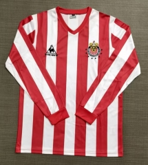 (S-3XL)Retro Version 86-87 Deportivo Guadalajara Red&White LS Thailand Soccer Jersey AAA-9755