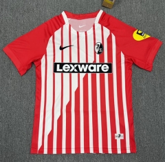 (S-4XL) 26-27 Freiburg Away Red & White Soccer Uniform-7676