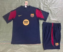 26-27 Barcelona Royal Blue Short-sleeved Thailand Soccer Tracksuit-4627
