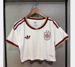 26-27 Spain 2-Star Away White Thailand Women Cropped Cheerleader Jersey -7411