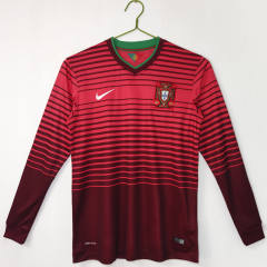 Retro Edition 2014 Portugal Home Red LS Thailand Soccer Jersey AAA-C1046
