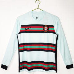 Retro Edition 2020 Portugal Away White/Green LS Thailand Soccer Jersey AAA-C1046