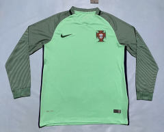 Retro Version 2016 Portugal Away Green LS Thailand Soccer Jersey AAA-0664