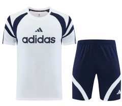 Adidas White Short-Sleeved Thailand Soccer Tracksuit-LH