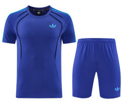 Adidas Bright Blue Short-Sleeved Thailand Soccer Tracksuit-LH