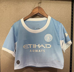 26-27 Manchester City Home Blue Women Navel Revealing Style Soccer Jersey-7411