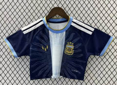 26-27 Argentina Royal Blue Women Navel Revealing Style Soccer Jersey-708