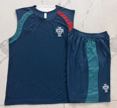 26-27 Portugal Navy Blue Thailand Soccer Vest Tracksuit-815