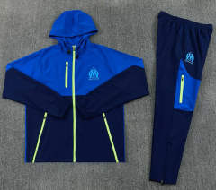 26-27 Olympique Marseille Light Blue&Royal Blue Thailand Soccer Trench Coat Uniform With Hat-2315