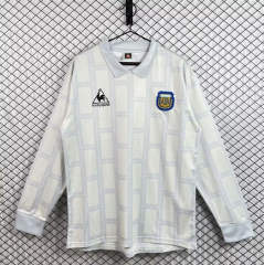 Retro Version 1986 Argentina Goalkeeper Gray-White LS Thailand Soccer Jersey AAA-3257