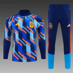 26-27 2 Star Spain Color Blue Thailand Soccer Tracksuit-0009