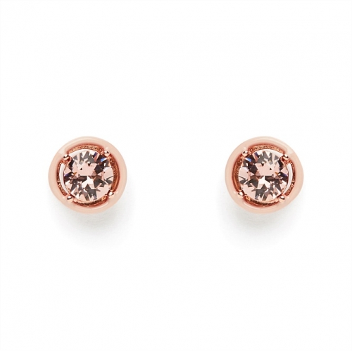 RUN A ROUND STUD PANCAKE ROSEGOLD COLOR WITH CRYSTAL GLASS STONE