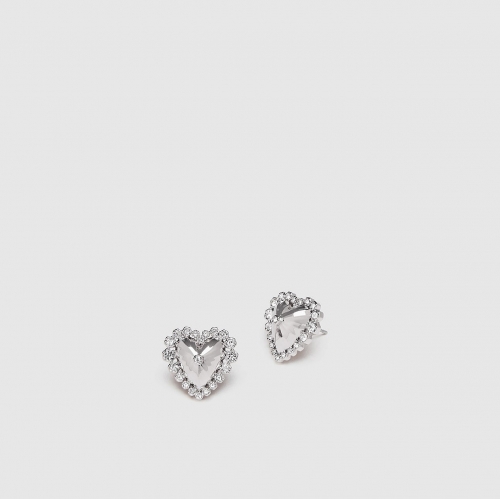 SILVER COLOR AMORE STUD EARRINGS